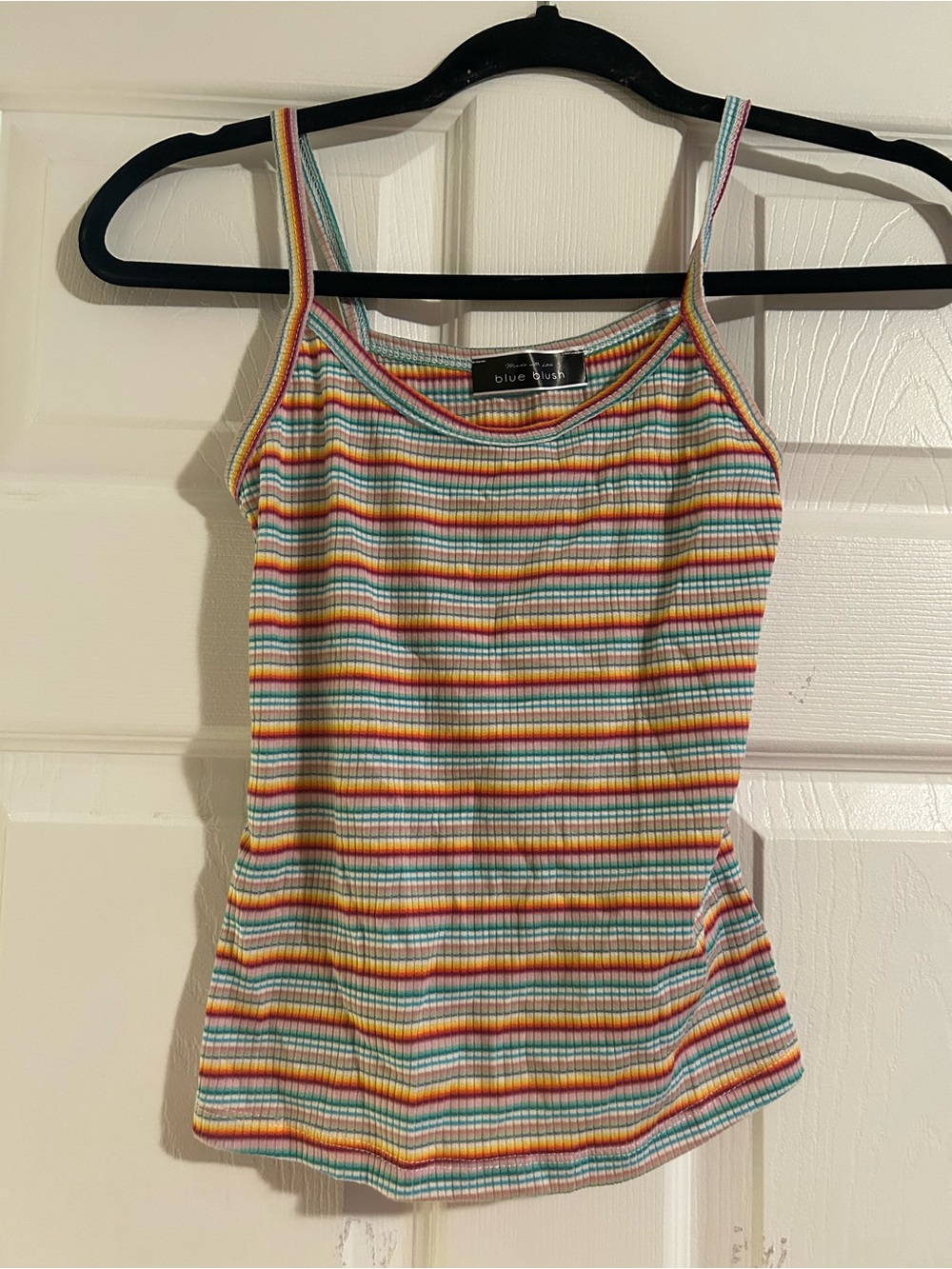 Blue Blush Rainbow Stripe Ribbed Camisole